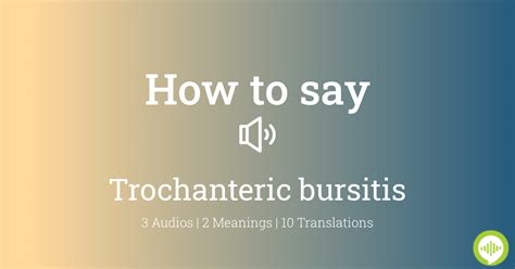 bistro pronunciation|how to pronounce trochanteric bursitis.